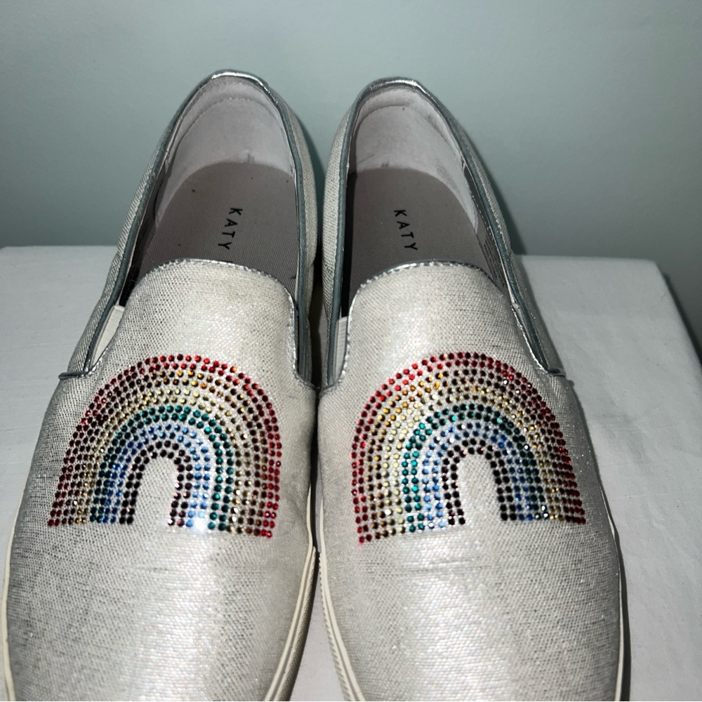 Katy Perry “The Kerry” Silver Rainbow Rhinestone Slip-On Sneakers - Women’s 6.5 - Picture 3 of 8